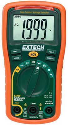 EXTECH INSTRUMENTS EX320 Mini Autoranging MultiMeter with Voltage Detector